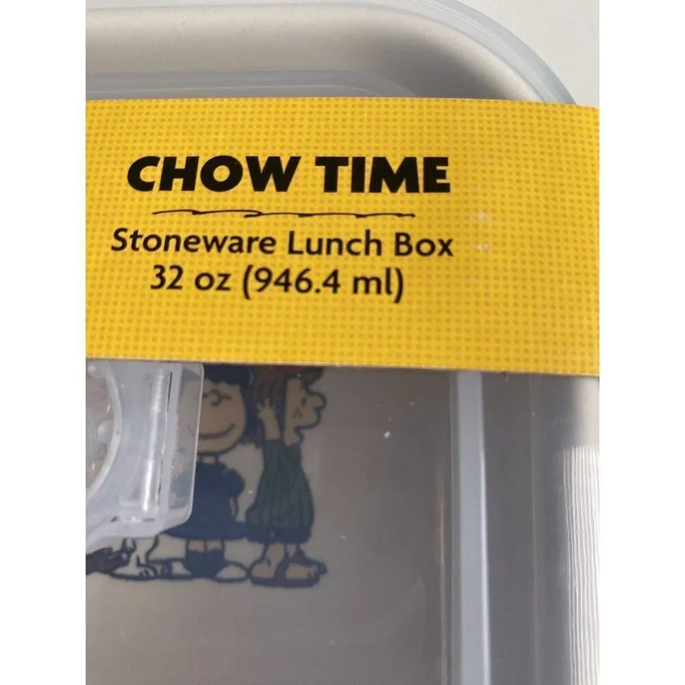 Peanuts Snoopy & The Gang CHOW‎ TIME 32 oz Stoneware Bento Box Pressure Lid NEW
